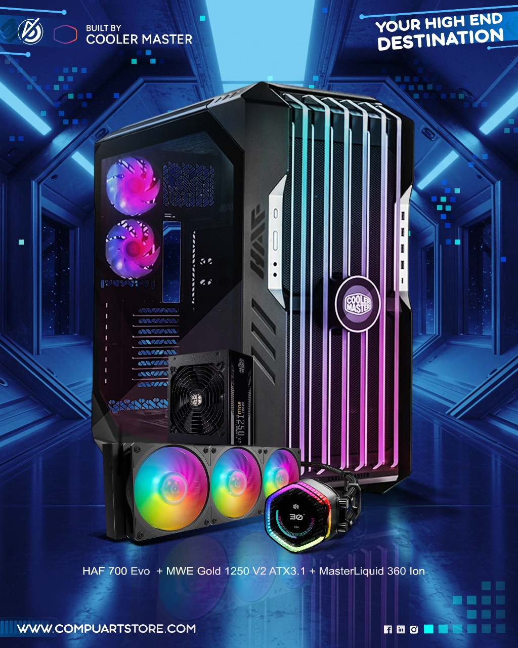 HAF 700 Evo Black & White  With 1250W PSU With ION 360 Bundle